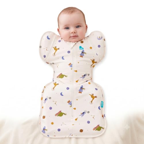 Image of Love to Dream Swaddle Up Transition Swaddle, 1.0 TOG, Patented Zip-Off Wings, Gently Help Baby Transition from Being Swaddled to Arms Free When Showing Signs of Rolling. 19-24 lbs, Space Dinos