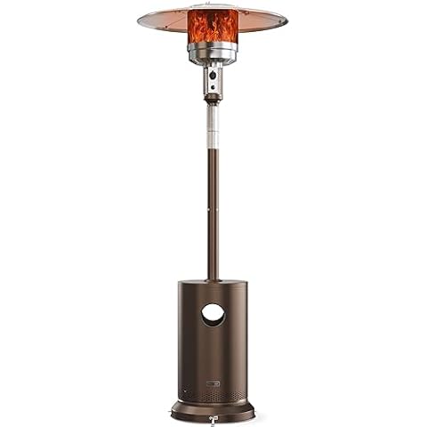 EAST OAK 48,000 BTU Patio Heater for Outdoor Use With Round Table Design, Double-Layer Stainless Steel Burner and Wheels, Outdoor Patio Heater for Home and Commercial, Bronze, 31.9" x 31.9" x 86.6" Cover