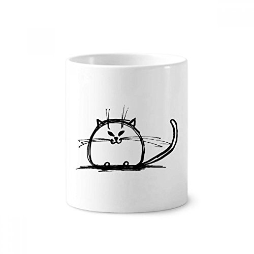 Porte-stylo mug céramique blanche 350ml motif chat assis ligne à dents