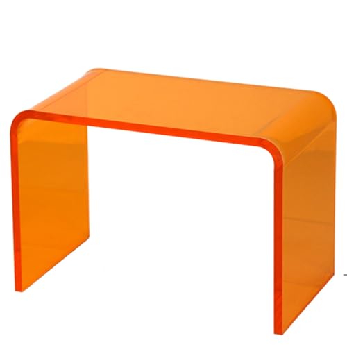 Repose-Pieds Acrylique Transparent Orange Tabouret Chambre