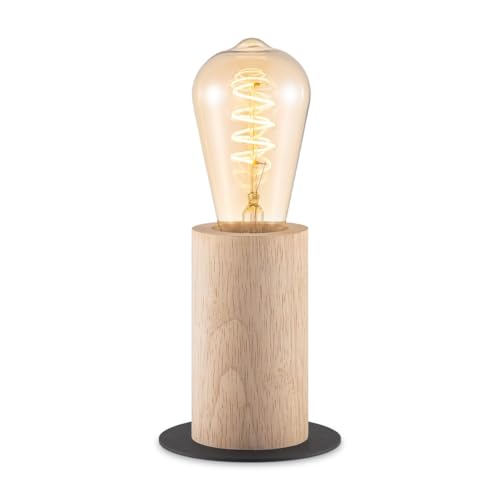Home Sweet Home Landhaus-Tischlampe Billy | 10/10/11,5cm | Nachttischlampe | Holz | geeignet für E27 LED Glühbirnen | mit Schnurzwischenschalter | geeignet für Wohnzimmer, Schlafzimmer