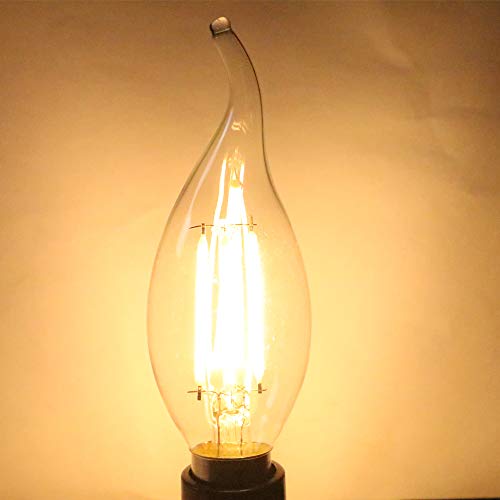 6 x LED kaarslampen E14 filament dimbaar 6 W, warm wit 2700 K, helder glas, vervangt 60 watt gloeilamp, AC 220 V-AC 240… - Afbeelding 7