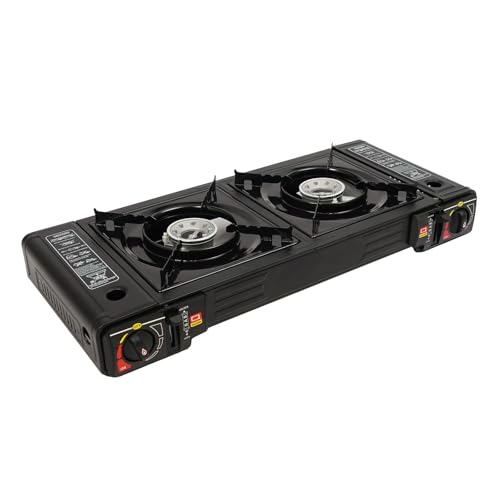 Gaskocher 2-Flammig Tragbarer Campingkocher Jede 2500W Leistung Gasbetriebener Kocher mit Backblech für Outdoor Gaskocher 2-Flammig Tragbarer Campingkocher Jede 2500W Leistung Gasbetriebener Kocher mit Backblech für Outdoor