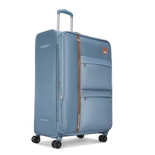 Image of VIP Grande 8 Wheel Check-in (Large Size) Soft Case Trolley Bag | TSA Lock | Expandable Polyester Luggage | 3 Year International Warranty | Anti-Theft Zipper | 81 CM Suitcase for Travel | Smoke Blue