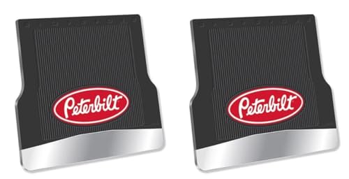 Peterbilt Heavy Duty Mud Flaps with Chrome Bottom Weights 2-Piece Set Black