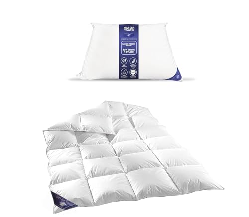 Welt-der-Träume Daunendecke | 135x200 cm, 1200 g | GRATIS Daunen Kissen...