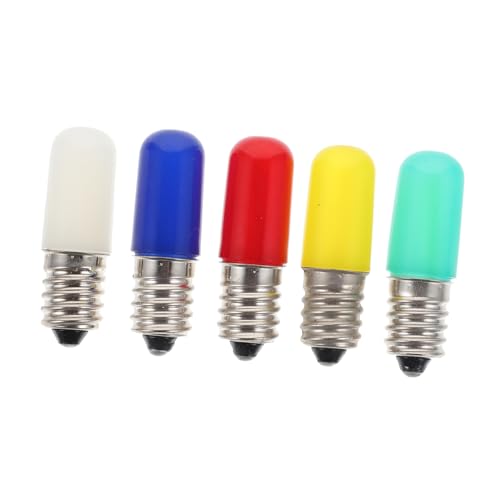 DIYEAH Bombilla LED de Colores Tipo T 1.5w E14 220v, Luz de Fiesta (rojo, Verde, Amarillo, Azul,), Lámparas de Exterior y Dormitorio, Pack 5 Unidades, Ahorro Energético