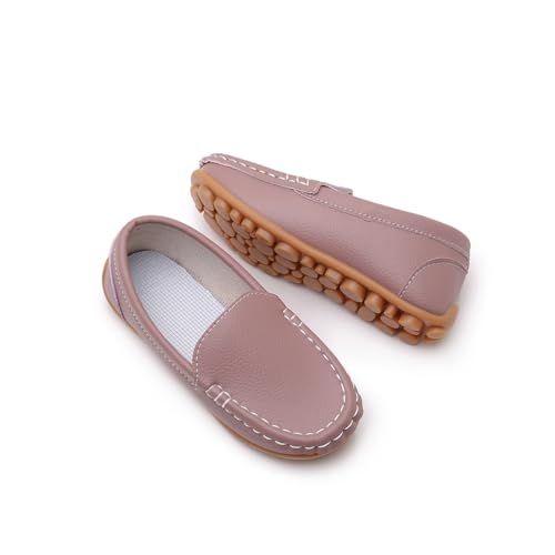 Image of SOFMUO Boys Girls Leather Loafers Slip-On Oxford Flats Boat Dress Schooling Daily Walking Shoes(Toddler /Little Kids)