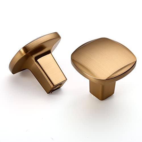 Image of 10 Pack 1 Inch Champagne Bronze Square Cabinet Knobs - Gold Drawer Knobs for Cabinets & Dresser Drawers
