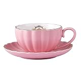 ARTSIM Latte Mug 200ml Retro Ceramic Coffee Cups and Saucers Phnom Penh Pumpkin Embossed Tea Cup Cappuccino Latte Coffee Cup Espresso Cups for Any Kitchen
