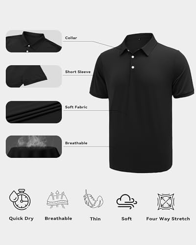 KUYIGO 3 Pack Mens Polo Shirts Quick Dry Moisture Wicking Golf Shirt,L - 4