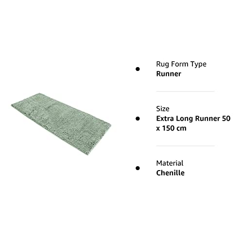 Aoacreations Chenille Shag Bath Rug, Shaggy Bathroom Mat, Extra Long Runner 20" X 59", Soft Plush Luxury, High Pile, Absorbent, Non-Slip (Extra Long Runner 50 X 150 Cm, Seafoam Blue Green) #TOP7