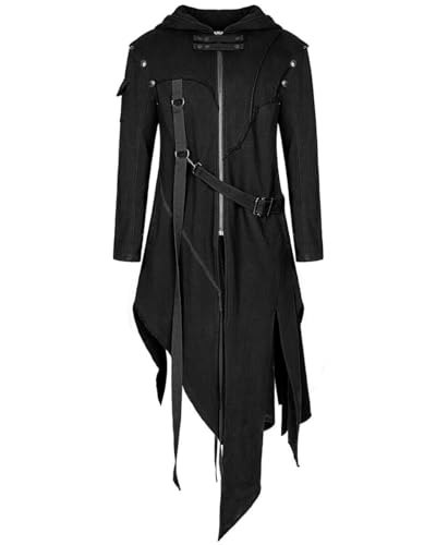 Veste Gothique à Capuche Homme Noir Punk Rave veste manches amovibles taille M