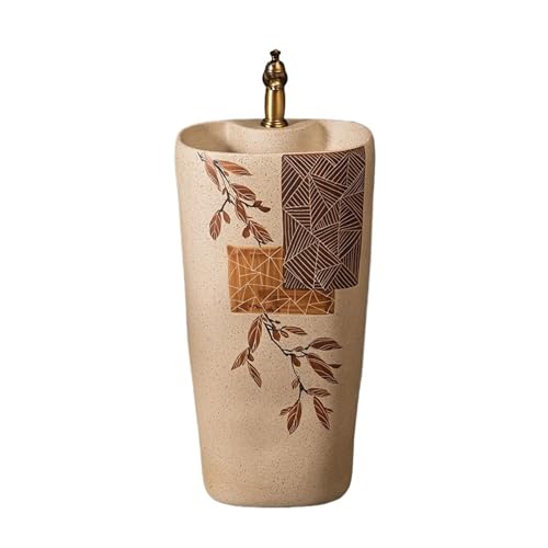 Classique Lavabo sur pied en céramique avec robinet et kit de vidange for salle de bain, cour, balcon Pratique