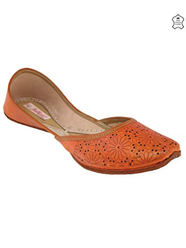 Image of Fulkari Women Cutwork Casual Genuine Soft Leather Jutis | Bite and Pinch Free Juttis | Punjabi Jutti | Girl's Office Flat Ladies Mojari | dailywear Ethnic Juti |