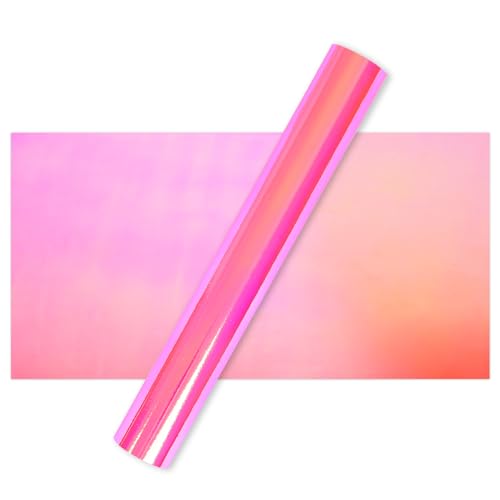 IModeur Opal Pink Holographic Vinyl Roll - 30.5 x 152.5 cm (12'' x 5Ft) Pink Permanent Vinyl Self Adhesive Vinyl for Cup, Cricut Vinyl for Birthday Gift, Party Ornaments, Home Decor