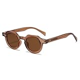 LJCZKA Small Retro Round Sunglasses for Women Men Trendy Round Glasses Classic Vintage Shades Unisex with UV400 Protection (Brown Brown)