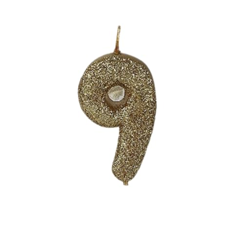 Image of Wanna Party Number 9 Glitter Gold Candle for Birthday Decoration Items /Cake Toppers /Cake Decorations