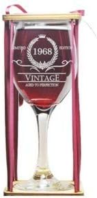 Vintage 1968 Stemmed Wine Glass with Charm and Presentation Packaging
