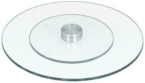 TRTO 1Pcs Glass Lazy Susan Rotating Turntable Serving Tray Cake Decorating Plate