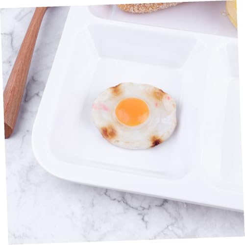 DINHEAROM 2個 防?加厚プラスチック仕切り皿 滑らか縁で実用的 ファミリー カフェ用耐久性食器 ホワイト ベージュ割プレート