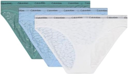 Calvin Klein Damen 3er Pack Slips Bikini Form Low-Rise Unterwäsche, Mehrfarbig (Slate Turqouis/Frozen Fjord/White), XL