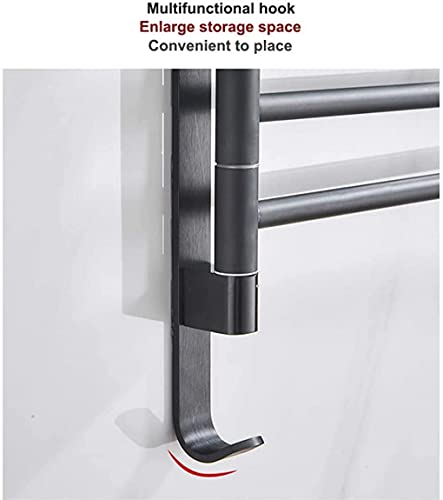 Porte-serviettes rotatif 360 acier inoxydable noir support mural réglable 3 bras - 8
