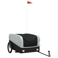 Homgoday Fahrradanhänger Lastenanhänger Anhänger Transportanhänger Transportwagen Anhänger für Fahrrad Schwarz und Grau 45 kg Eisen 137 x 69 x 59 cm – Ansicht 2