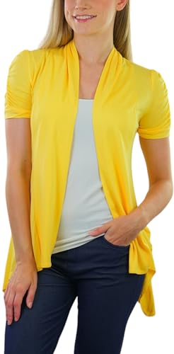 Image of ToBeInStyle Womens Open Front Casual Shrug Lightweight Layering Cardigan Sleeveless or Short Sleeve