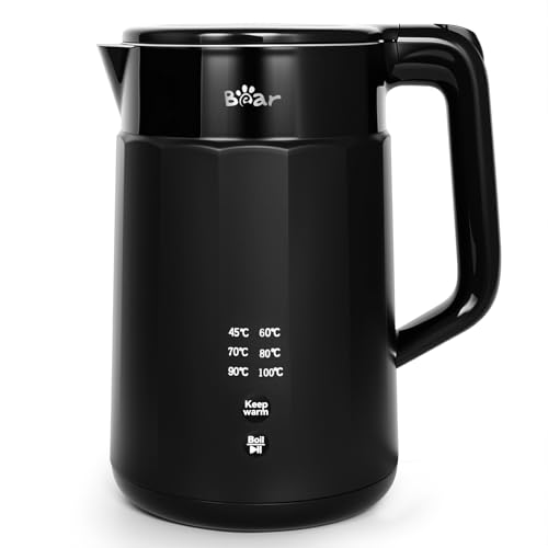 Bear Variable Temperature Electric Kettle 1.7L Keep Warm Black