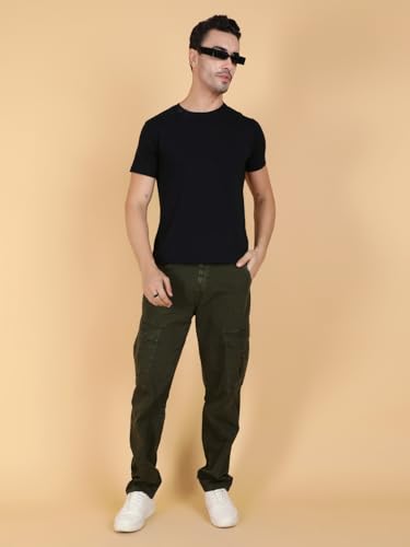 Image of KOTTY Men's Streetwear Style Utility Cargo Pants with Drawstring Waist and Flap Pockets