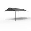 GOJOOASIS 10x20 Carport Heavy Duty Portable Garage Shelter Metal Car Canopy Tent with UV-Resistant & Weatherproof Top Cover for RV & Vehicles (Gray, 10x20 Without sidewalls)
