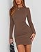 BTFBM Womens Spring Fashion 2026 Long Sleeve Boat Neck Mini Dress Slim Fit Party Club Short Tight Basic Bodycon Dresses(Coffee, Medium)