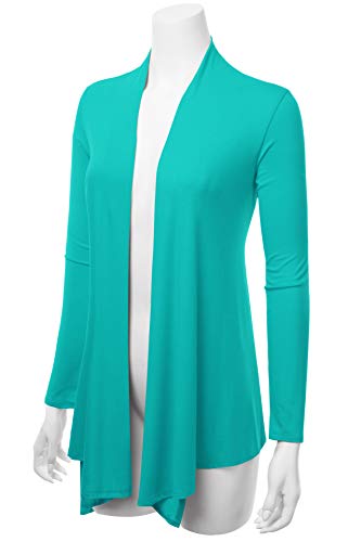 Image of Women's Drape Front Open Cardigan Long Sleeve (S-2X, Made in USA)