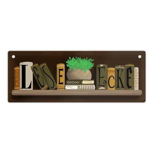 Leseecke Bücherregal Metallschild L in 10,5x28cm für alle Leseratten