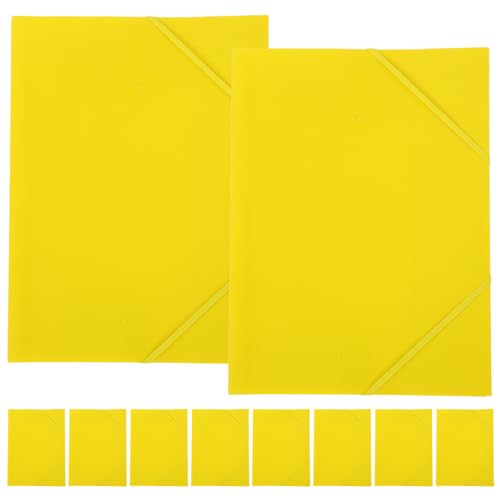 Chemises A4 jaune lot de 10 avec 3 rabats intérieurs et fermeture sécurisée par élastiques