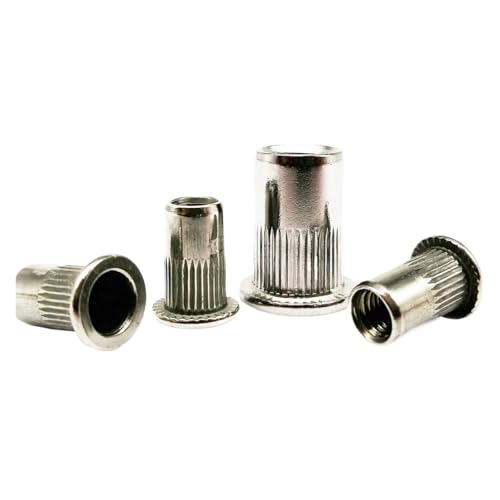 M3 M4 M5 M6 M8 M10 M12 304 A2-70 Stainless Steel Flat Head Rivet Nut Bind Insert Rivnut Nutsert(10PCs M10)