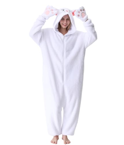 Unpifolov Persian Cat Pajamas Unisex Animal Jumpsuit Adult Cosplay Costumes White L