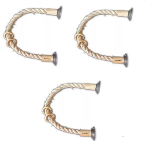 Poleiro Flexível Ventosas Pássaros, Corda de Sisal de 25cm, 30cm e 50cm, Kit 3 Unidades Play Pasitas