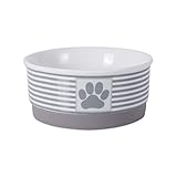 Bone Dry Paw & Patch Ceramic Pet Collection, Small Bowl, 4.25x2', Gray