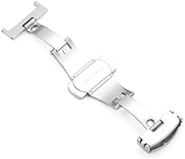 iStrap 18mm Stainless Steel Butterfly Deployant Buckle Double Push Spring Watchband Clasp Polished
