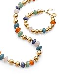 SINGULARU - Pack Regalo Pulsera y Collar Bomb Acero. Baño Oro. Acero con Baño en Oro de 18 Kt. Joyas Para Mujer.