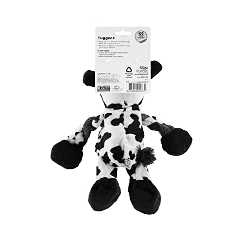 Outward Hound Pulleez Cow Squeaky Plush Dog Toy With Ropes For Pull-Through Tugging Action #TOP2