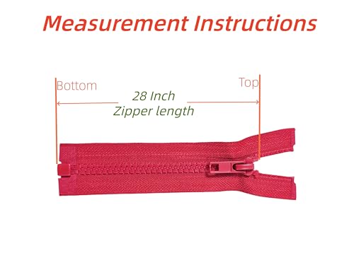 Image of YaHoGa 2PCS #5 28 inch Separating Jacket Zippers for Sewing Coats Jacket Zipper Replacement Plastic Zippers Bulk (28 inch Red)