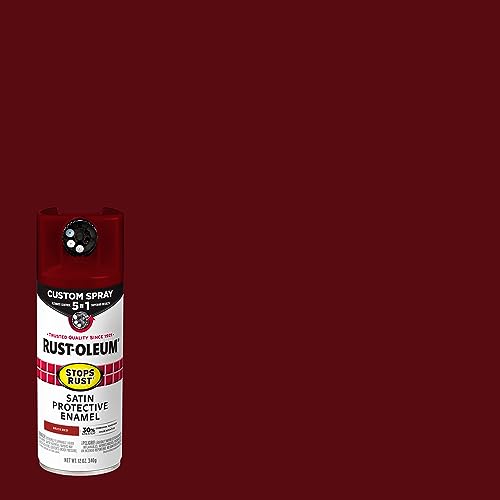 Image of Rust-Oleum Stops Rust Custom 5-in-1 Spray Paint, Satin Brick Red | Rust Preventive Enamel, Multi Surface (Metal, Wood and More), Adjustable Dial for Better Control, Fast Dry, Comfort Tip