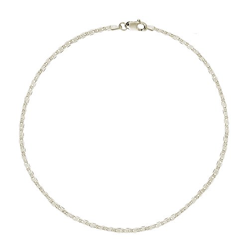Ritastephens Sterling Silver Dainty Italian 1.8mm Mariner Link Anklet Bracelet Chain Anklet, 10