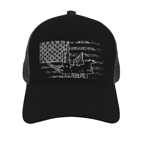 Oilfield American Flag Unisex Mesh Baseball Caps - Classic Adjustable Hat3