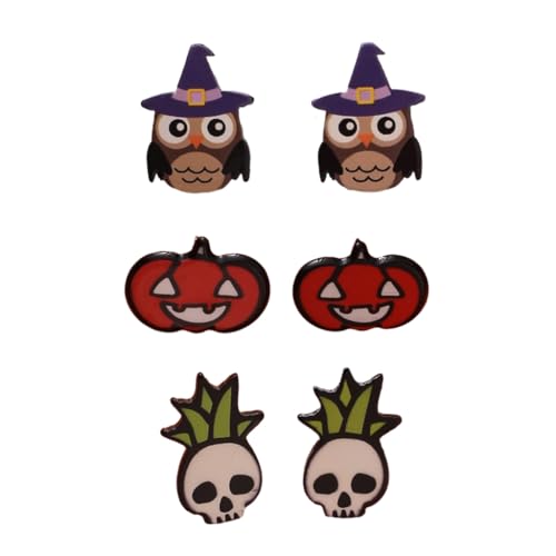 Cuchillo de simulación de acrílico negro con diseño de calavera de calabaza, cuchillo de cocina, ganchos exagerados para las orejas, Acrílico