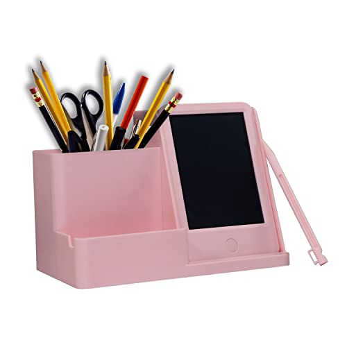 Image of Pen Holder with Writing Tablet,Office Pen Box with Writing Pad,Stationery Pen Holder, Desk Organizer Remote Control Rack,Stationery Storage Case with Digital Notes,Kids Students Learning Pad