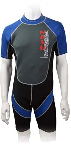 NALU Childrens Shortie Shorty Beach Surf Wetsuit Boys Girls Young Adults (Blue, 30" / 10-11 Years)